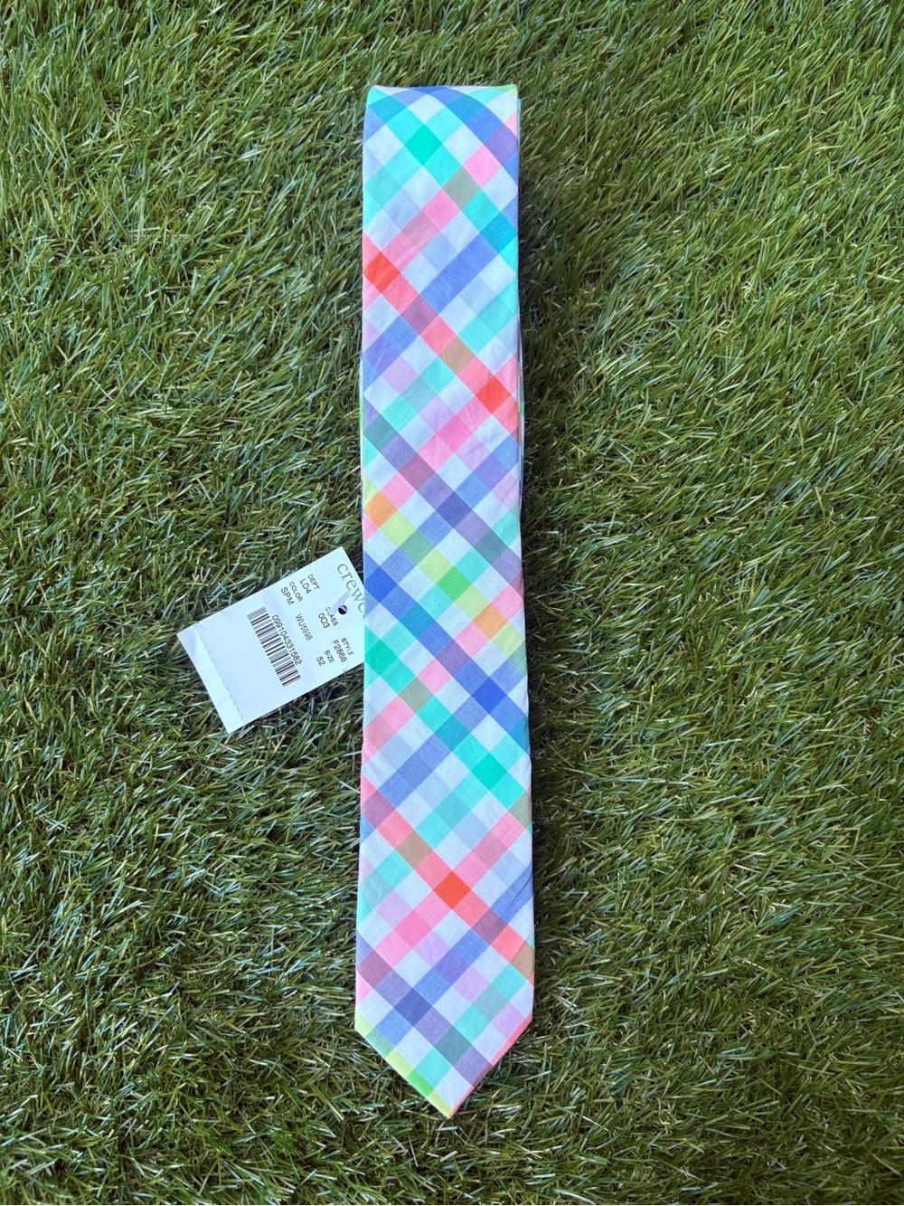 NWT Crewcuts JCrew Multicolor Pastel Plaid Tie 52” Size 8-16